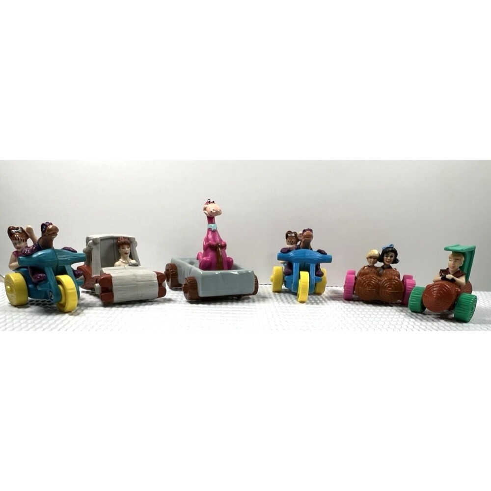 Vtg 90's Flintstones The Movie Cars Figures Lot of 6 McDonald's Happy Meal Toys